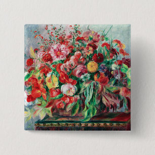 Auguste Renoir - Basket Of Flowers, 2 Inch Square Button