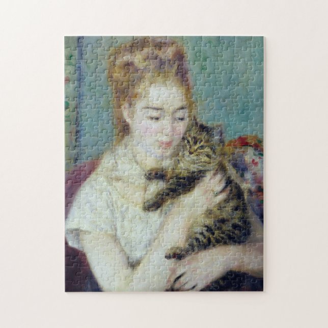 Auguste Renoir - Woman With A Cat Jigsaw Puzzle (Vertical)