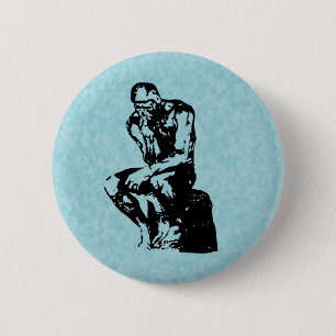 Auguste Rodin Thinker Light Cyan Button