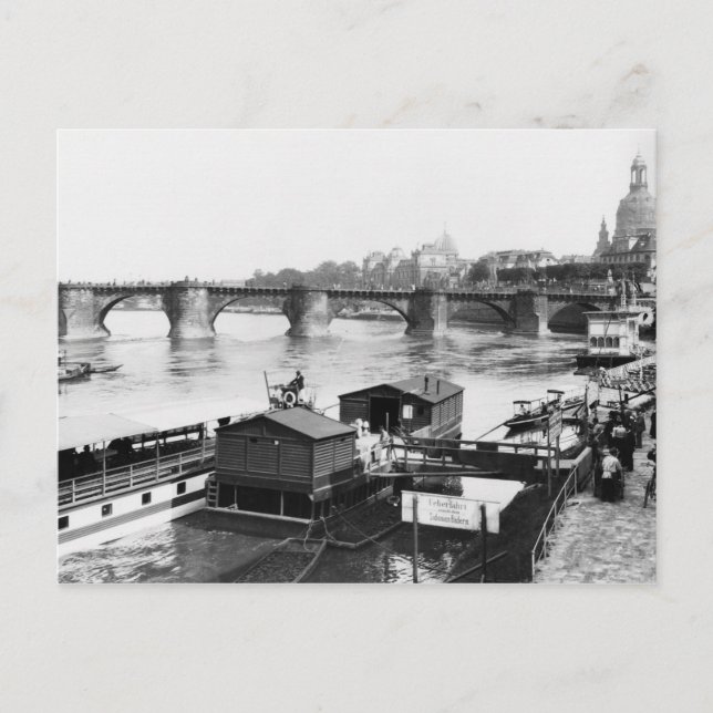 Augustus Bridge, Dresden, c.1910 Postcard (Front)