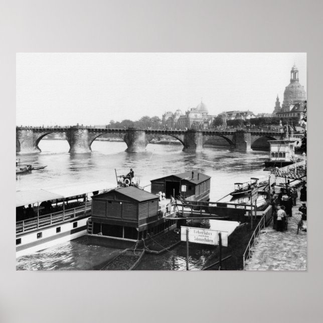 Augustus Bridge, Dresden, c.1910 Poster (Front)