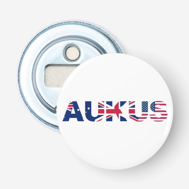 AUKUS AU UK US Security Pact Alliance Flags Bottle Opener (Front)