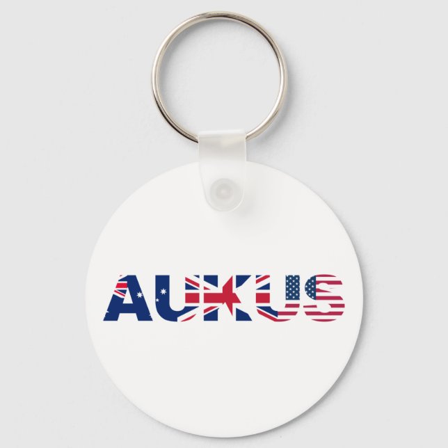 AUKUS AU UK US Security Pact Alliance Flags Keychain (Front)