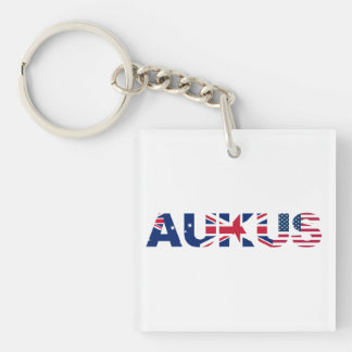 AUKUS AU UK US Security Pact Alliance Flags Keychain