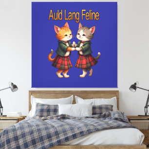 Auld Lang Feline Orange Cats Dancing Ceilidh Canvas Print