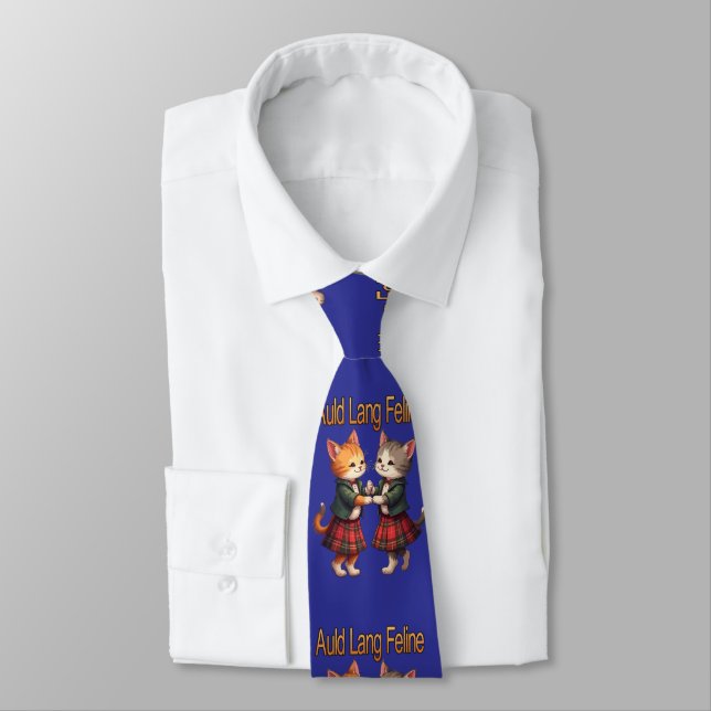 Auld Lang Feline Orange Cats Dancing Ceilidh  Tie (Tied)
