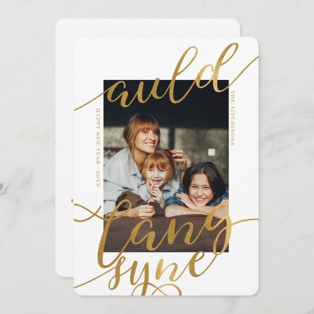Auld Lang Syne | Gilded Calligraphy Photo Card (Front/Back)
