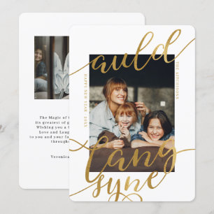 Auld Lang Syne Gilded Calligraphy Photo Card