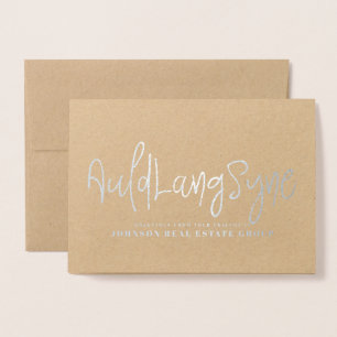 Auld Lang Syne Typography   Holiday Greetings Foil Card