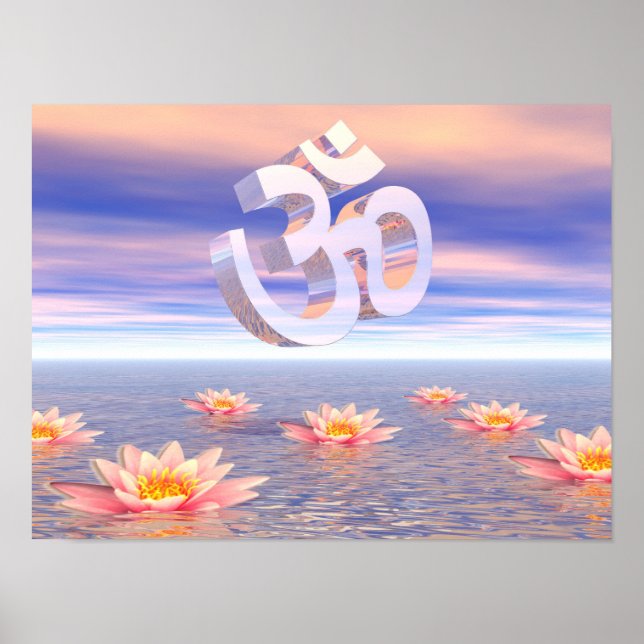 Aum - om upon waterlilies - 3D render Poster (Front)