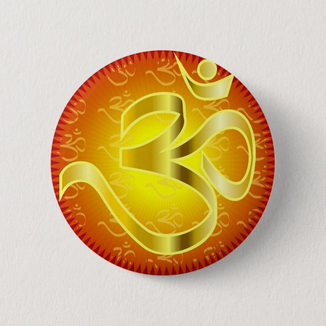 Aum or Om Symbol in yellows & reds 2 Inch Round Button (Front)