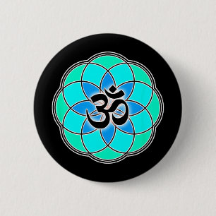 Aum Sign Yoga Meditation Seed Of Life Flower Of Li 2 Inch Round Button