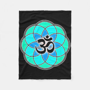Aum Sign Yoga Meditation Seed Of Life Flower Of Li Fleece Blanket