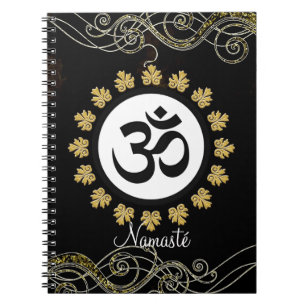 Aum Symbol Mantra Meditation Black and Gold Notebook