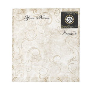 Aum Symbol Mantra Meditation Black and Gold Notepad