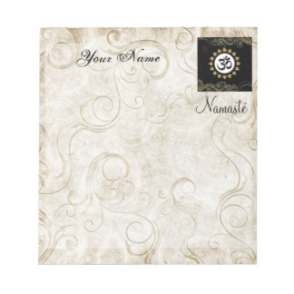 Aum Symbol Mantra Meditation Black and Gold Notepad