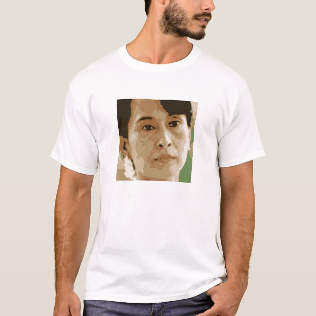 aung san suu kyi burma leader green black T-Shirt (Front)