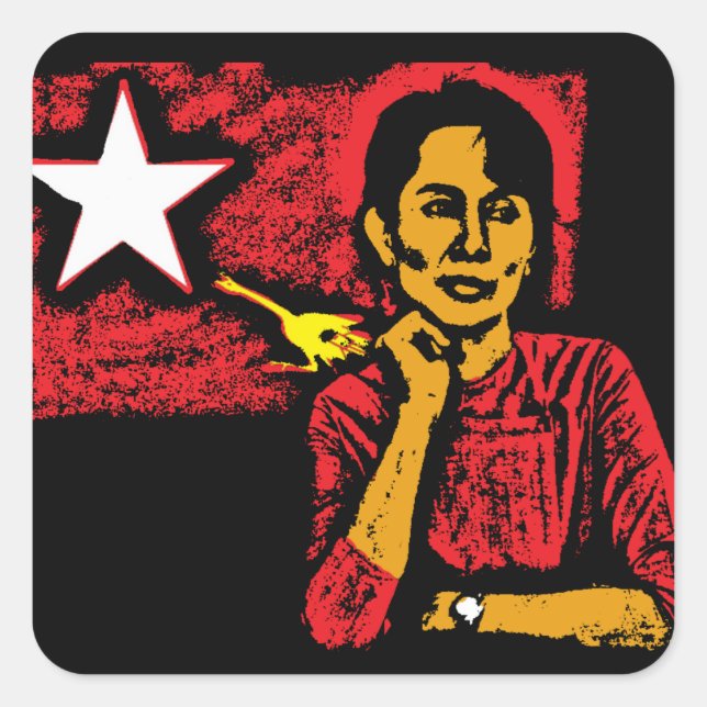 Aung San Suu Kyi Square Sticker (Front)