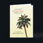 Aunt and Uncle Christmas Palm Tree Holiday Card<br><div class="desc">A Christmas card with a palm tree for your aunt and uncle. Send your tropical Christmas wishes from a tropical place. A decorated palm tree stands in for a Christmas tree. A slightly humourous Christmas card.</div>