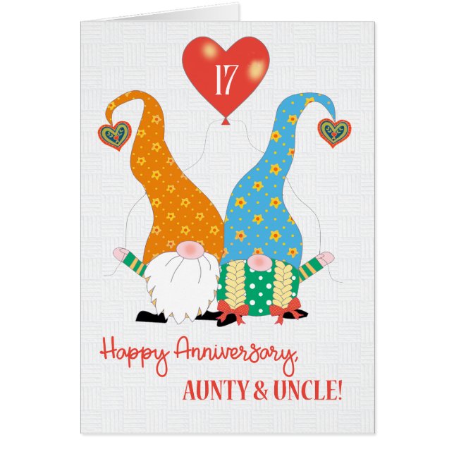 Aunt and Uncle Custom Year Anniversary with Gnomes (Front)