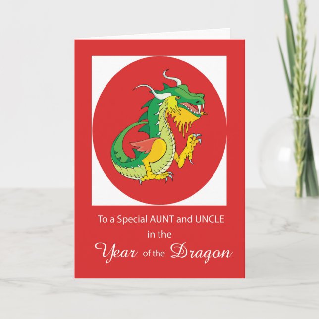 Aunt and Uncle Red Year of the Dragon Card (Front)
