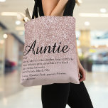 Aunt Auntie Definition Script Rose Gold Glitter Tote Bag<br><div class="desc">Personalize for your special,  favourite Aunt or Auntie to create a unique gift. A perfect way to show her how amazing she is every day. Designed by Thisisnotme©</div>