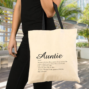 Aunt Auntie Personalized Definition Quote Script Tote Bag