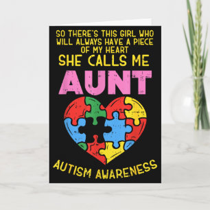 Aunt Autism Awareness Shirt Girl Piece Of My Heart Card