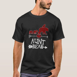 Aunt Bear Christmas Pajama Red Plaid Buffalo T-Shirt