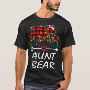 Aunt Bear Christmas Pajama Red Plaid Buffalo Xmas  T-Shirt