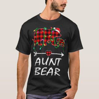 Aunt Bear Christmas Pajama Red Plaid Buffalo Xmas T-Shirt