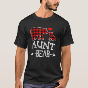 Aunt Bear Christmas Xmas Pajama Red Plaid Buffalo T-Shirt