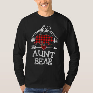 Aunt Bear , Red Buffalo Plaid Aunt Bear Pajama T-Shirt