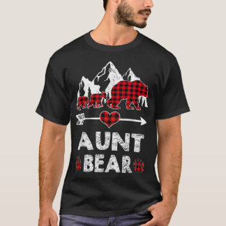 Aunt Bear , Red Buffalo Plaid Aunt Bear Pajama T-Shirt