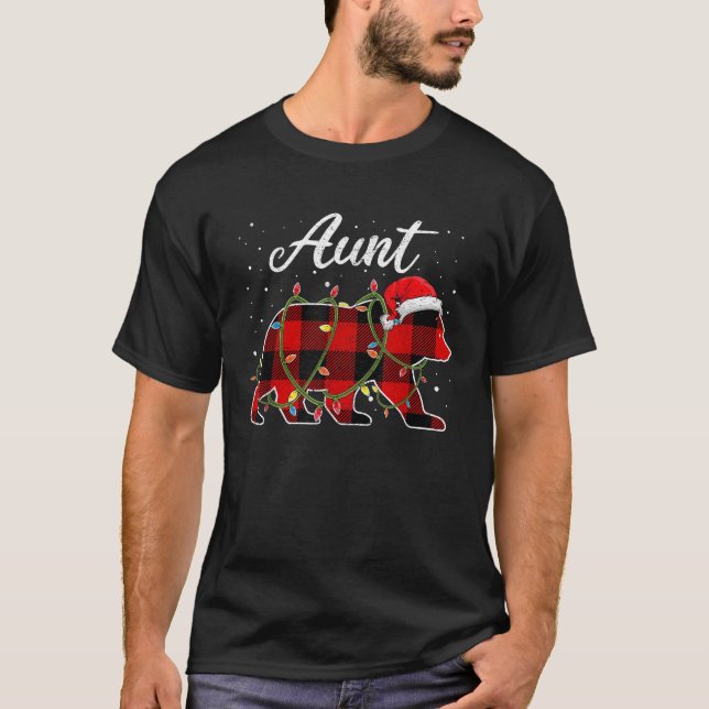 Aunt Bear Red Buffalo Plaid Auntie Bear Pajama  T-Shirt (Front)