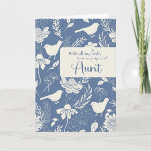 Aunt Birthday Blue Birds and Blossoms  Card