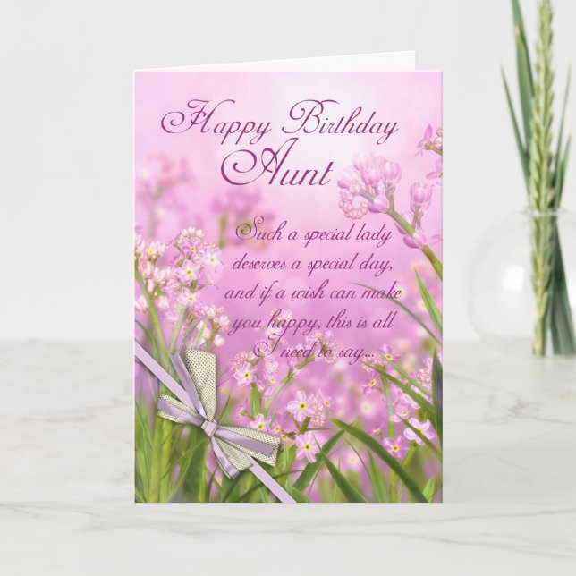 Aunt Birthday Card - Pink Feminine Floral With Ver (Front)