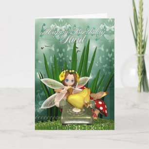 Aunt Birthday card with moonies Fall fairy