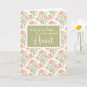 Aunt Birthday Pink Flower Pattern  Card