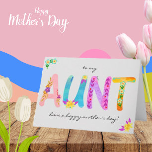 AUNT Bold Floral Bohemian carte de fête des mères