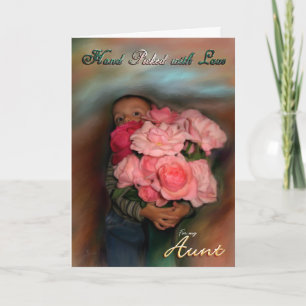 Aunt Bouquet of Love Toddler hugging roses Card