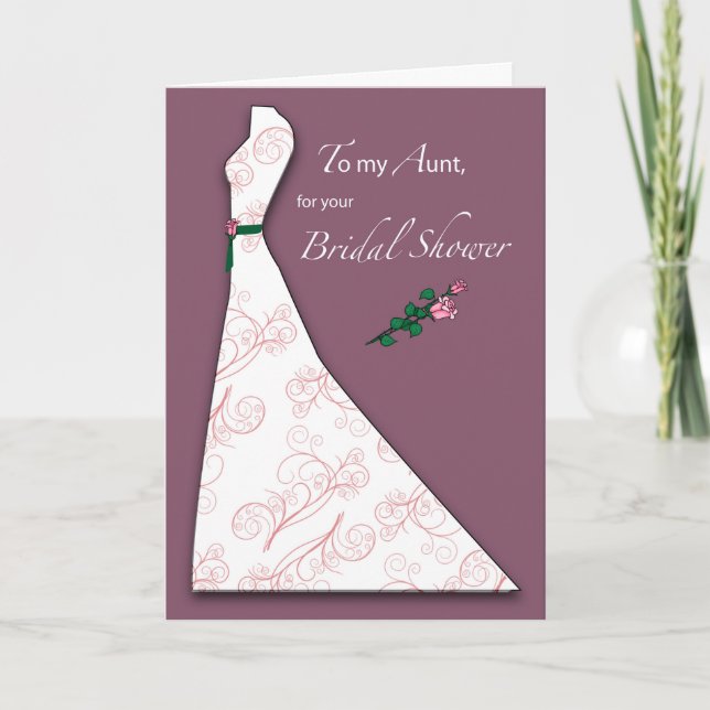 Aunt Bridal Shower Dress Silhouette Plum Invitation (Front)