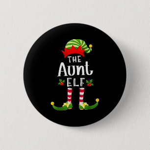 Aunt Christmas Elf Matching Pajama X-mas Party  2 Inch Round Button