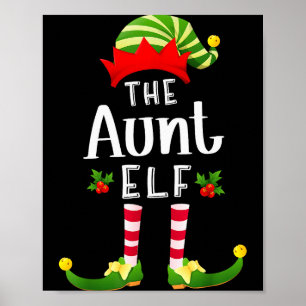 Aunt Christmas Elf Matching Pajama X-mas Party  Poster