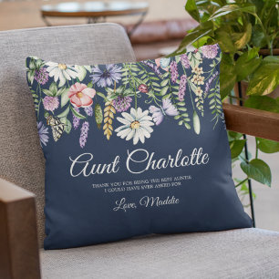 Aunt Custom Message From Niece Wildflowers Throw Pillow