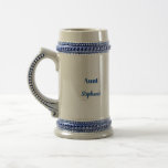 Aunt Custom Name Weddings Blue Text Gift Beer Stein<br><div class="desc">Designed in blue text templates for "Aunt" and name which you can customize as you like!</div>