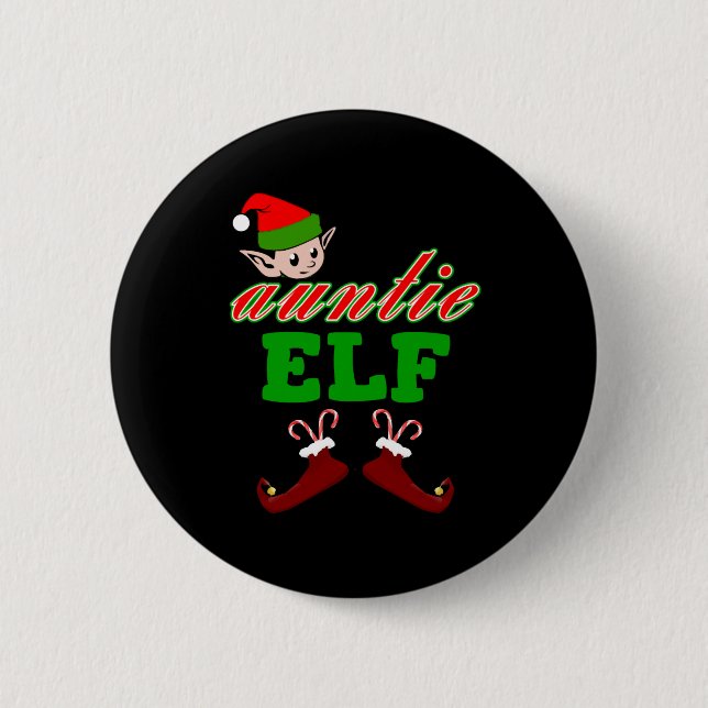 Aunt Elf Christmas Gift 2 Inch Round Button (Front)