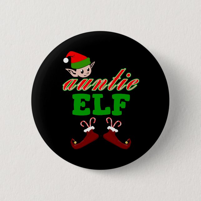 Aunt Elf Christmas Gift 2 Inch Round Button (Front)
