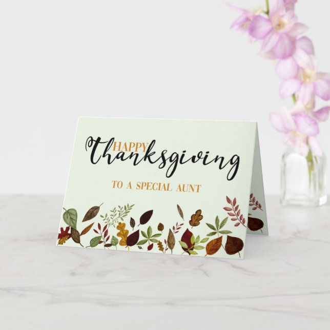 Aunt Fall Foliage Thanksgiving Card (Orchid)