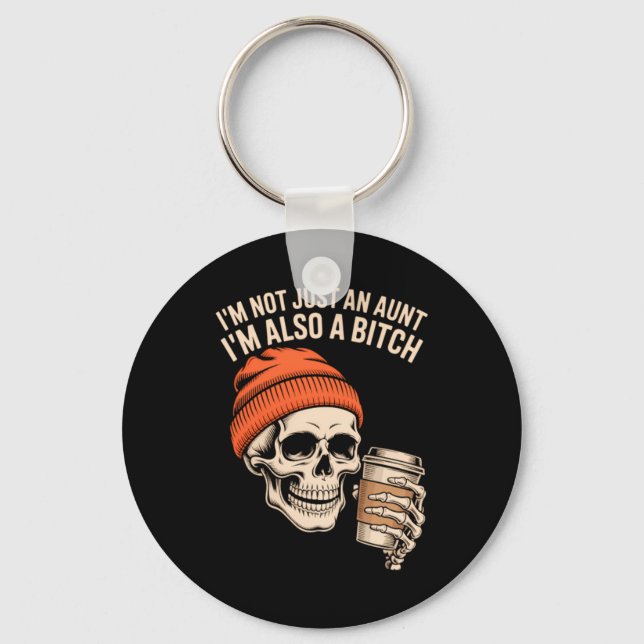 Aunt Funny Skeleton Auntie Keychain (Front)